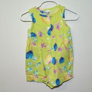 Vintage Class Club Baby Colorful Floral Button-Front Romper Size 9m